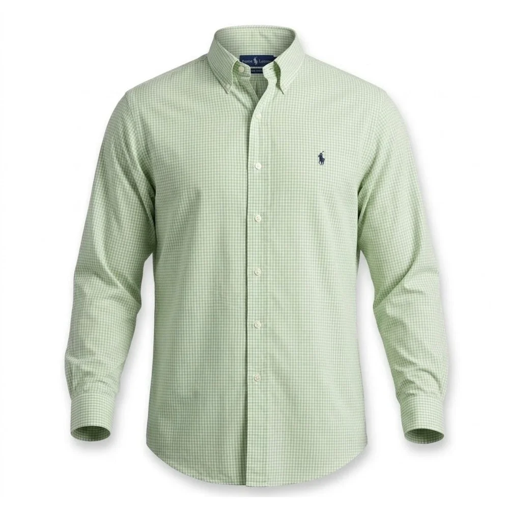 Polo Ralph Lauren Blake Shirt Mens Large Green Gingham Check Cotton Button Down